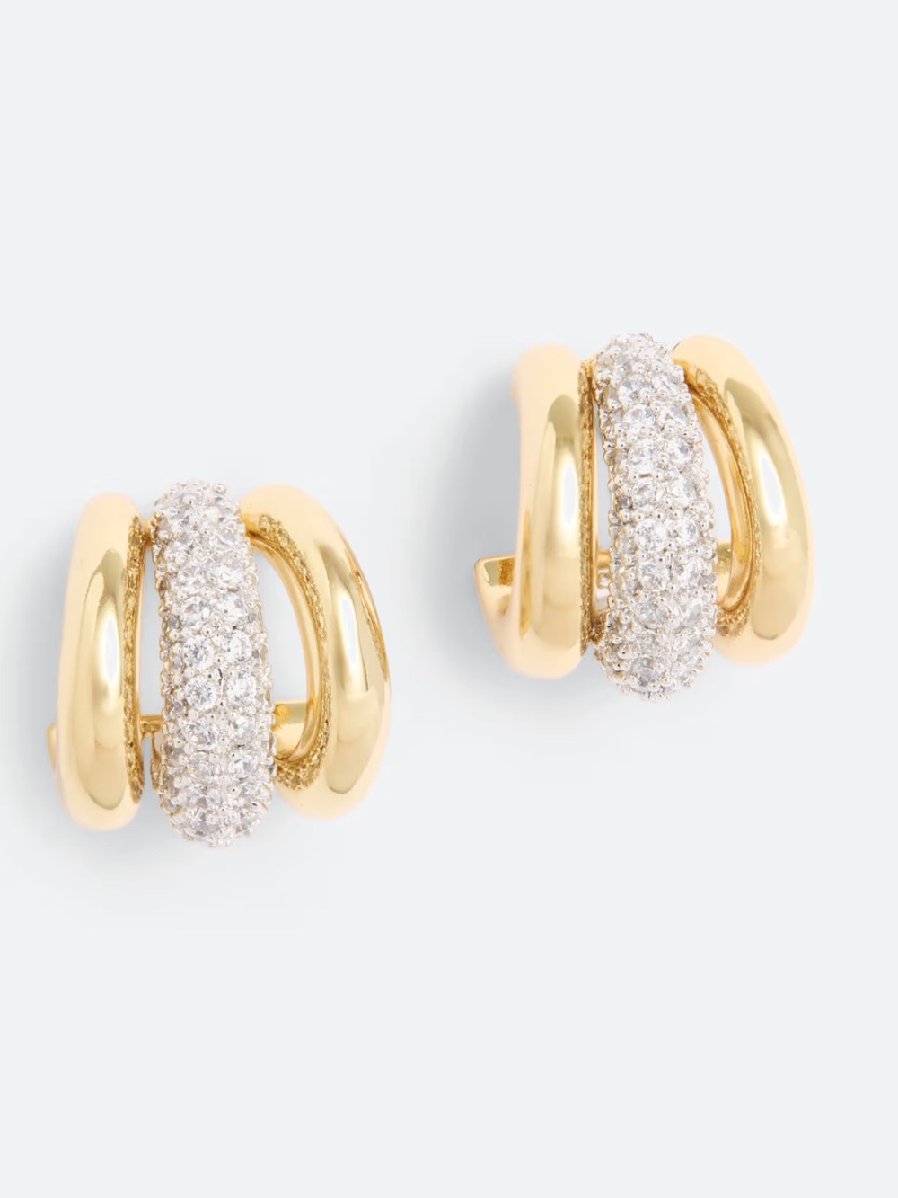 Kate Spade Convertible Gold Pavé Triple-Row Hoop Earrings